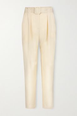 Envelope1976 - Net Sustain Pfeiffer Belted Pleated Wool Pants - Cream