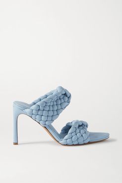 Intrecciato Quilted Leather Mules - Light blue