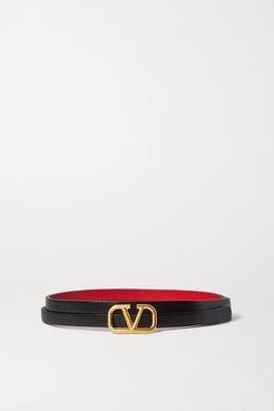 Garavani Vlogo Reversible Leather Belt - Black