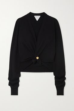 Cropped Embellished Cashmere-blend Cardigan - Black