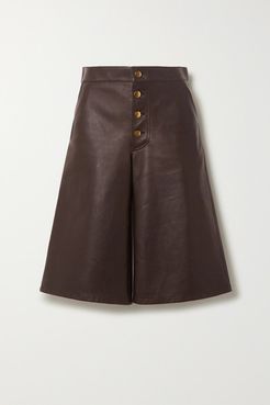 Embellished Leather Shorts - Brown
