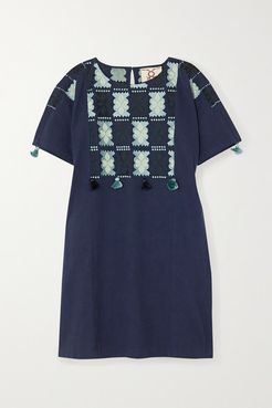 Lucia Embroidered Cotton Mini Dress - Navy