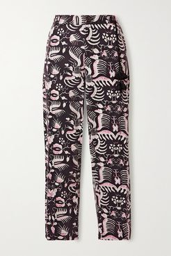 Zulu Printed Cotton-twill Tapered Pants - Black