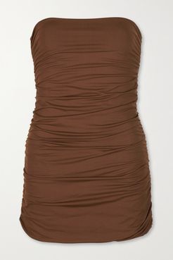 Avalon Strapless Ruched Swimsuit - Brown