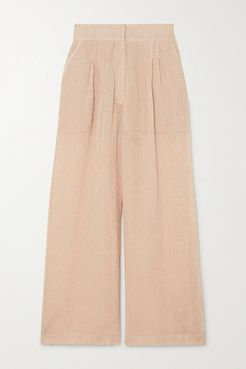 Sohag Linen Wide-leg Pants - Peach