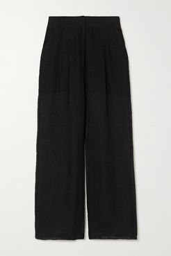 Sohag Linen Wide-leg Pants - Black