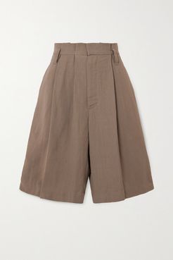 Space For Giants Pleated Twill Shorts - Beige