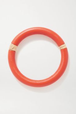 Leather And Gold-tone Necklace - Orange