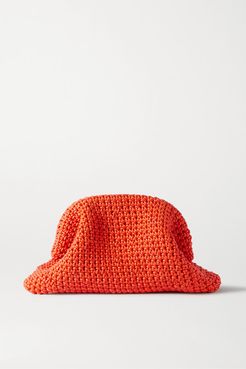 The Pouch Large Crocheted Leather Clutch - Orange