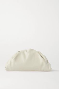 The Pouch Large Gathered Leather Clutch - Off-white