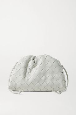 The Pouch Mini Gathered Intrecciato Leather Clutch - White