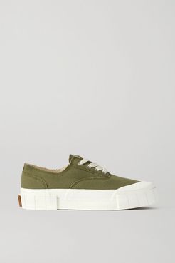 Net Sustain Space For Giants Frayed Organic Cotton-canvas Sneakers - Forest green