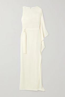 One-shoulder Asymmetric Crepe Gown - Ivory