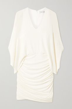 Ruched Stretch-jersey Mini Dress - Off-white