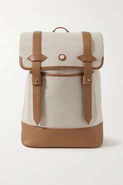 Upland Leather-trimmed Canvas Backpack - Cream