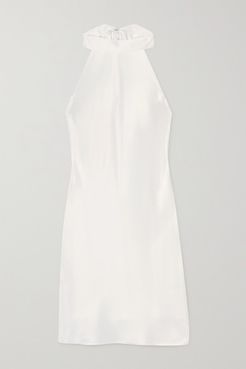 Satin Halterneck Mini Dress - White