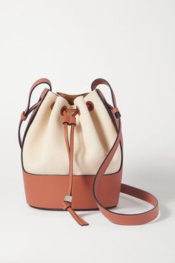 Balloon Small Cotton-canvas And Leather Bucket Bag - Neutral