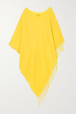 Syama Fringed Striped Cotton-gauze Poncho - Yellow