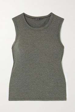 Ribbed Cotton-blend Jersey Tank - Green