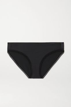 Liquid Touch Picot-trimmed Stretch-jersey Briefs - Black