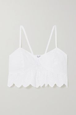 Wanga Cropped Broderie Anglaise Cotton-blend Top - White