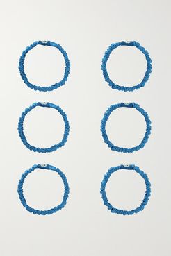 Set Of 6 Hair Ties - Sky blue