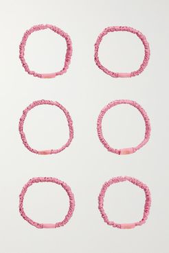 Set Of 6 Hair Ties - Pastel pink