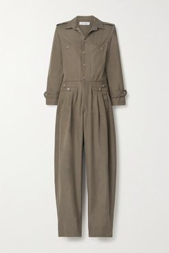 The Meteorite Pleated Cotton-twill Jumpsuit - Chocolate