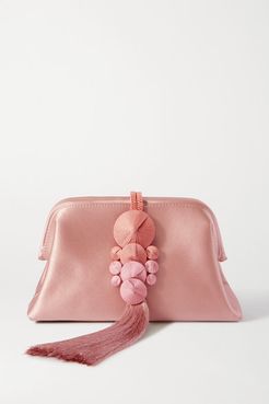 Alessa Embellished Satin Clutch - Pink