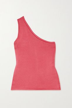 Cropped One-shoulder Stretch-knit Top - Pink