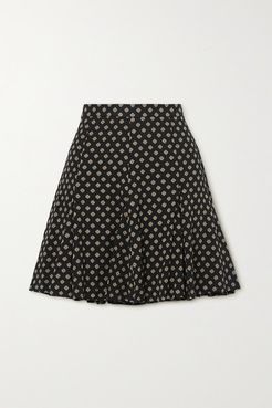 Printed Twill Mini Skirt - Black