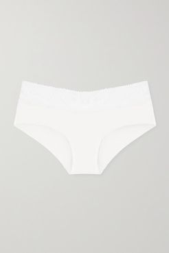 Rosa Leavers Lace-trimmed Stretch-jersey Briefs - Off-white