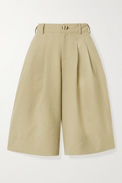 Amy Pleated Twill Shorts - Taupe