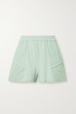 Prim Crinkled Cotton-gauze Shorts - Mint