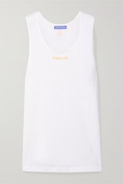 Hedonist Printed Cotton-jersey Tank - White