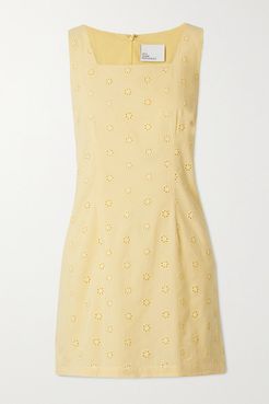 Charlotte Broderie Anglaise Cotton-voile Mini Dress - Yellow