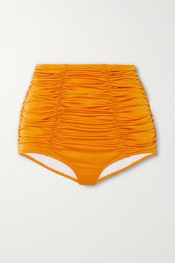 Emma Metallic Ruched Bikini Briefs - Orange