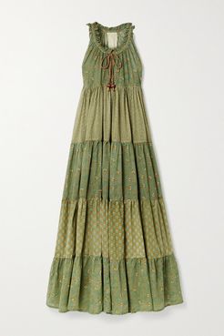 Hippy Tiered Printed Cotton-voile Maxi Dress - Green