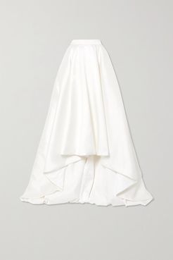 Robin Asymmetric Pleated Duchesse-satin Maxi Skirt - White
