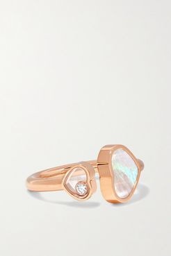 Happy Hearts 18-karat Rose Gold, Diamond And Mother-of-pearl Ring