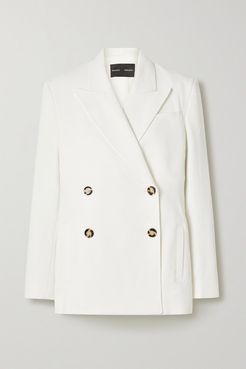Double-breasted Crepe Blazer - Off-white