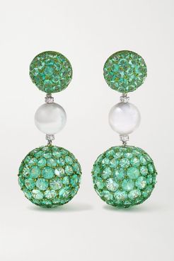 18-karat Gold Multi-stone Earrings - Green