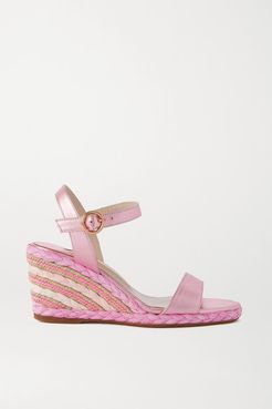 Lucita Metallic Leather Espadrille Wedge Sandals - Pink