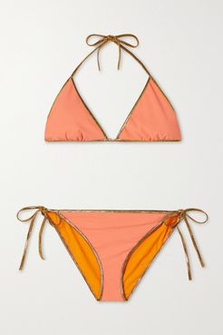 Hampton Metallic-trimmed Reversible Bikini - Saffron