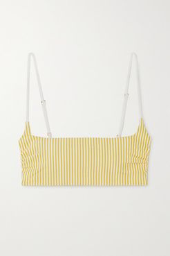 Regan Striped Seersucker Bikini Top - Yellow