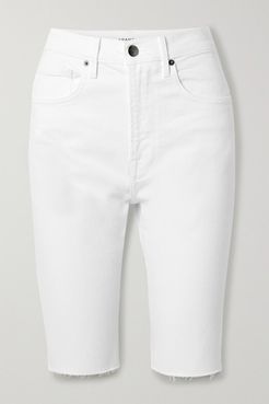 Le Vintage Bermuda Frayed Denim Shorts - White