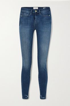 Le Skinny De Jeanne Distressed Mid-rise Jeans - Mid denim