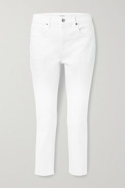 Le Beau Cropped Frayed High-rise Straight-leg Jeans - White