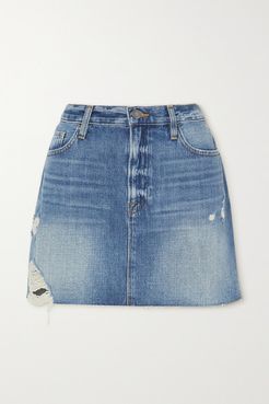 Le Mini Distressed Denim Skirt - Light denim