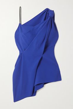 Goxhill Knotted Draped Crepe Top - Blue